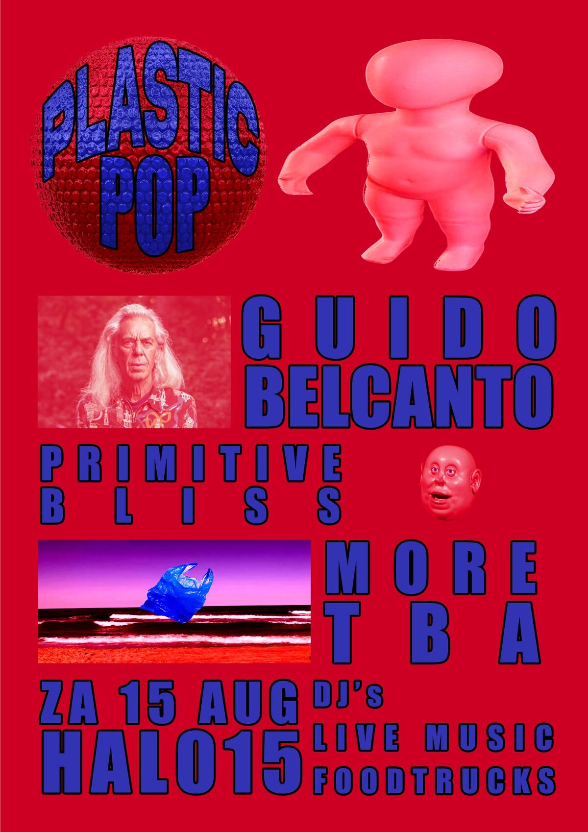 Plastic Pop poster — Guido Belcanto, Primitive Bliss en meer, 15 augustus 2026 in HAL015 Delft